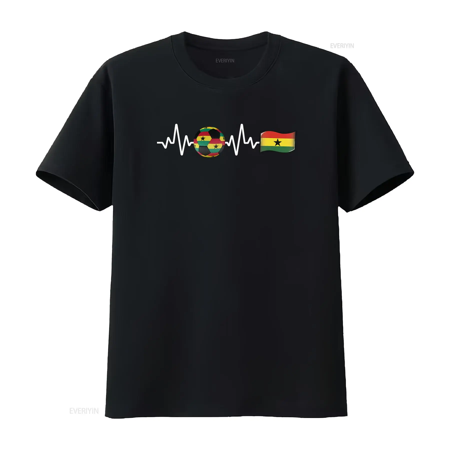 Men'S Fashion Qatar - Футболка Ghana Black Star Qatar Heartbeat