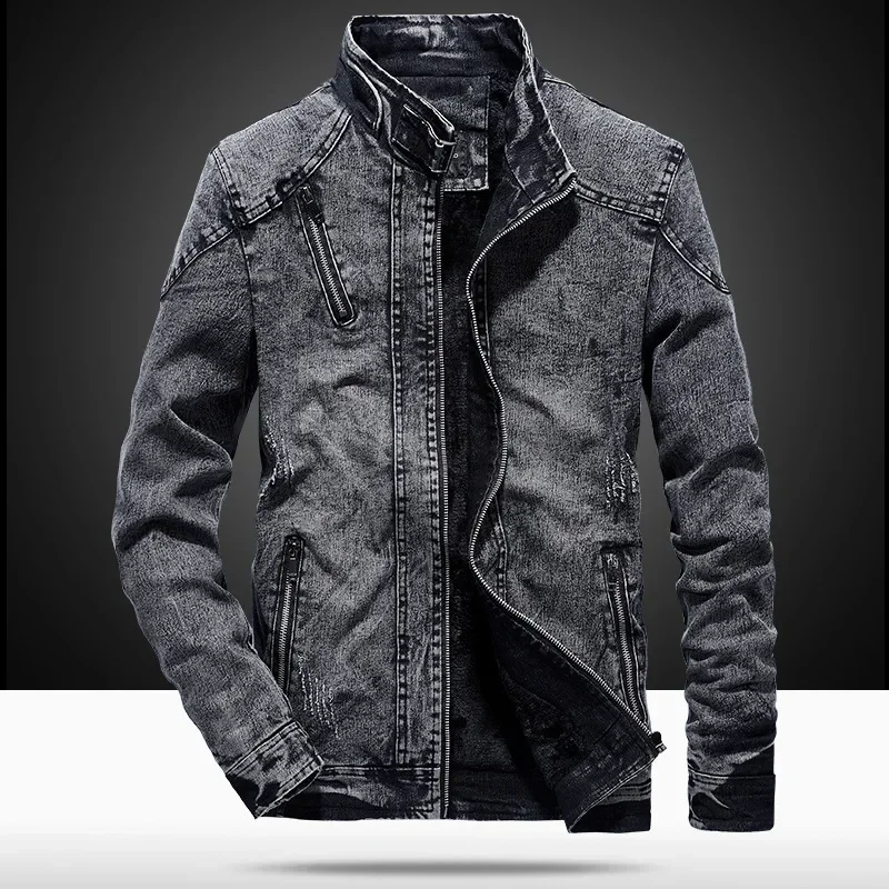 Men'S Fashion Light Jacket - Мужская джинсовая куртка Корейская мода Светло-голубые