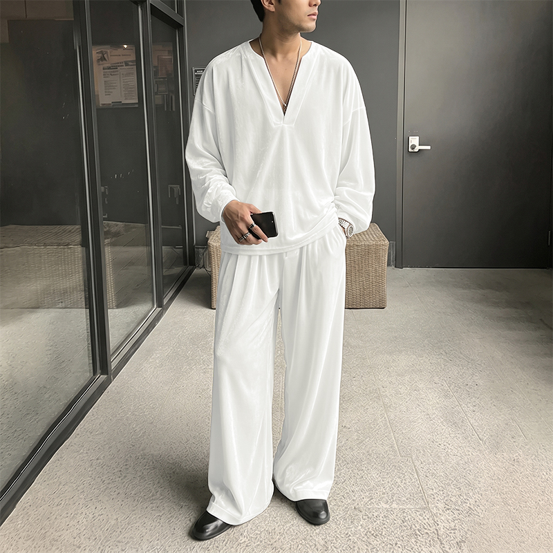 Men'S Fashion V Neck T Shirts - Мужские комплекты INCERUN: однотонная футболка с