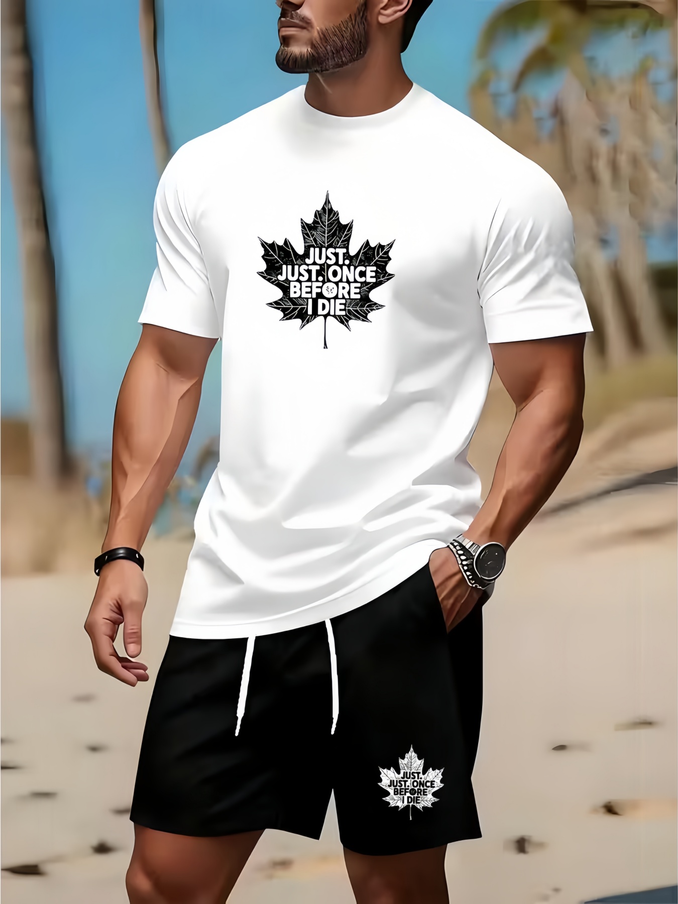Men'S Fashion Clothing - Мужской комплект из футболки с круглым