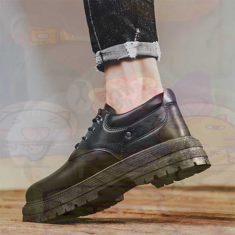 Men'S Fashion All Black Outfit - Темные модные кроссовки из натуральной кожи,