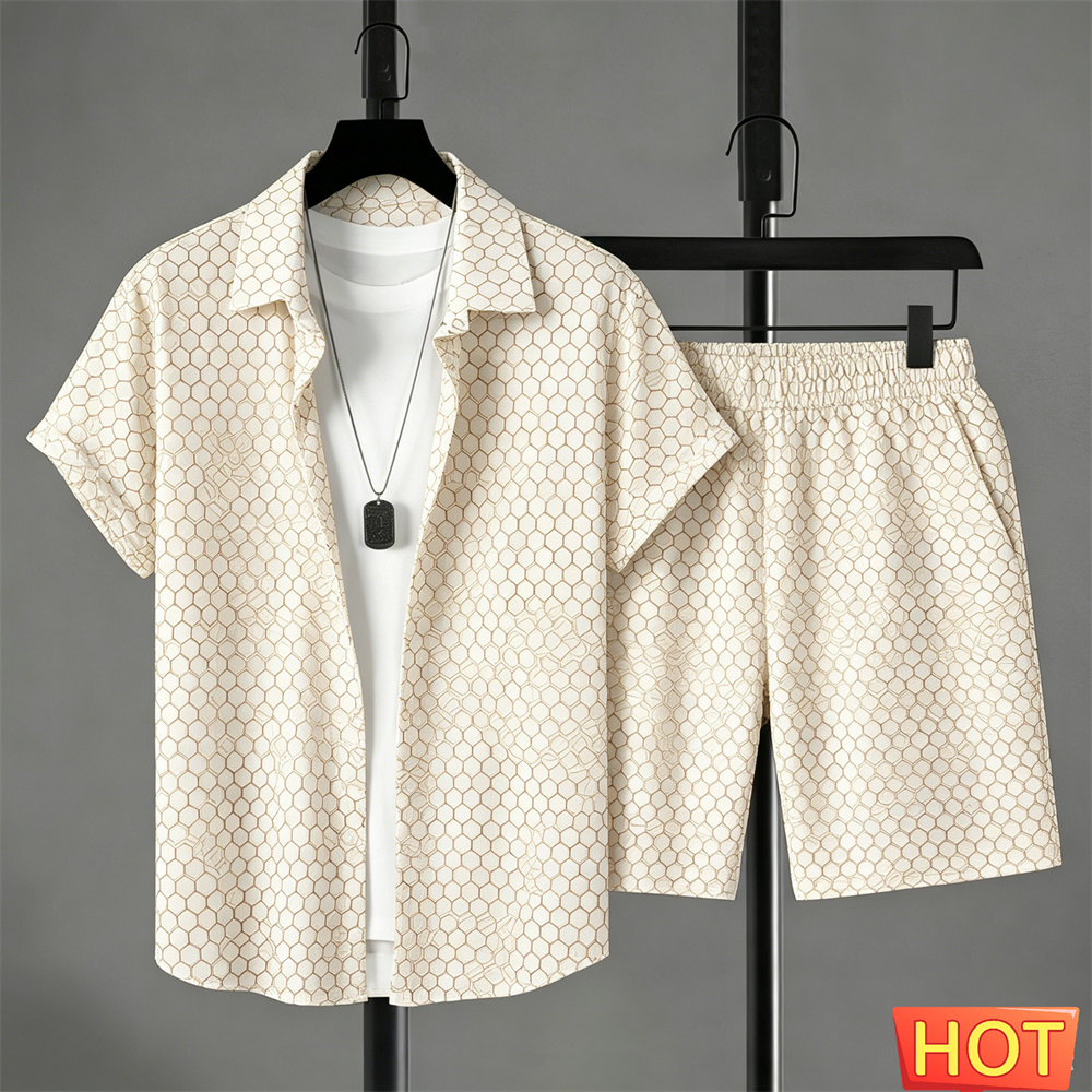 Men'S Fashion Outfits - Летний мужской комплект: рубашка и шорты,