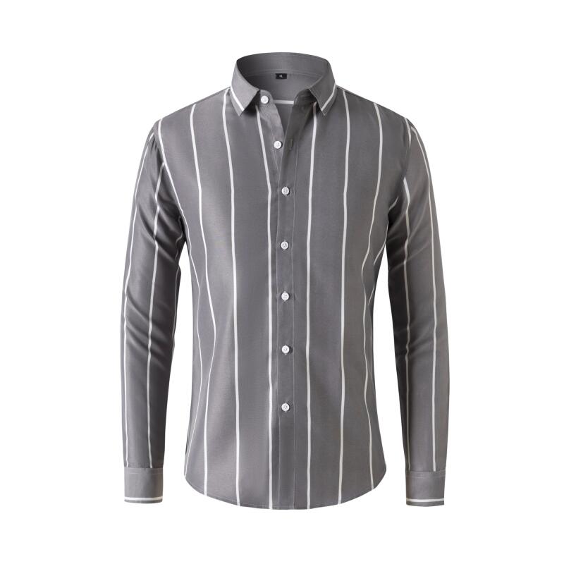 Men'S Fashion Clothing - Мужская полосатая рубашка с длинным рукавом,