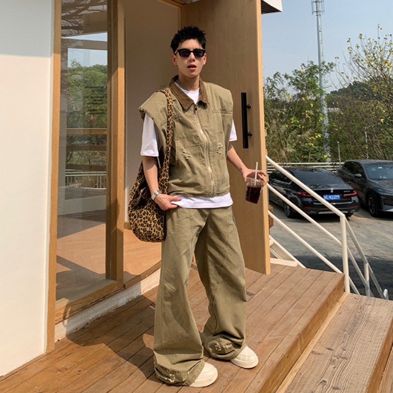 Mens Fashion Casual - Американский модный бренд: Ретро джинсовая куртка,