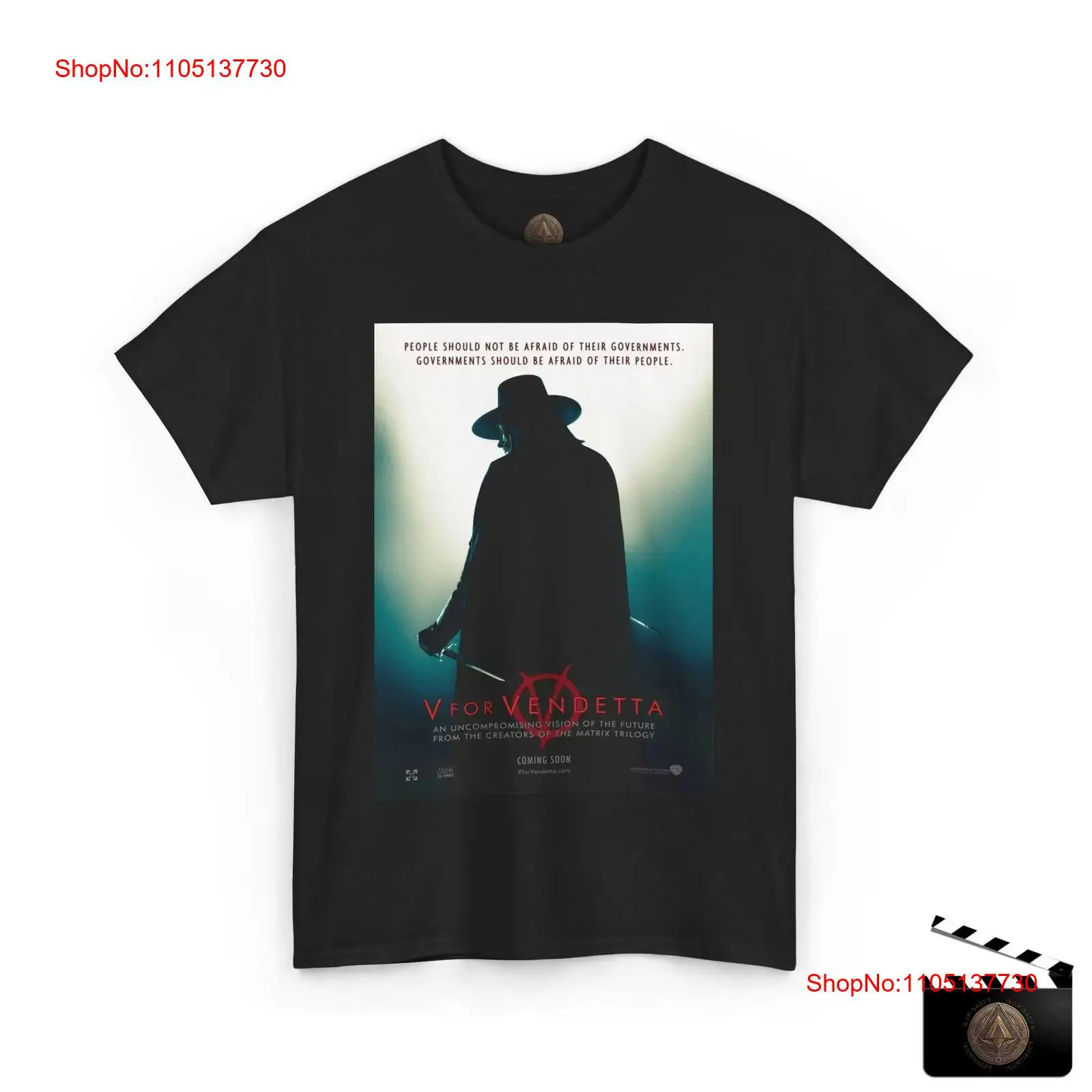 Men'S Fashion V Neck T Shirts - V значит Вендетта Ретро постер фильма