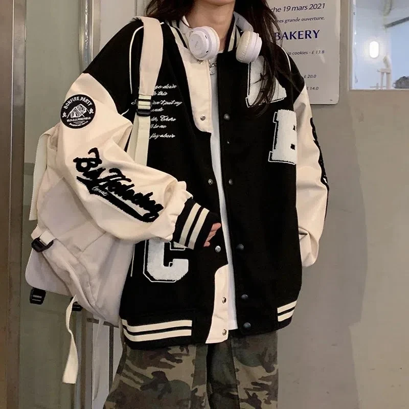 Varsity Jacket Letterman - Y2k куртка-бомбер из овечьей шерсти, женская