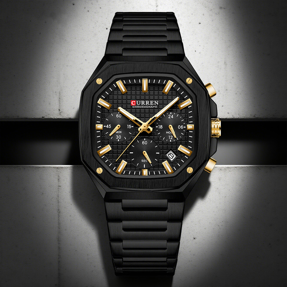Mens Fashion Bracelet - CURREN Роскошные квадратные часы с хронографом