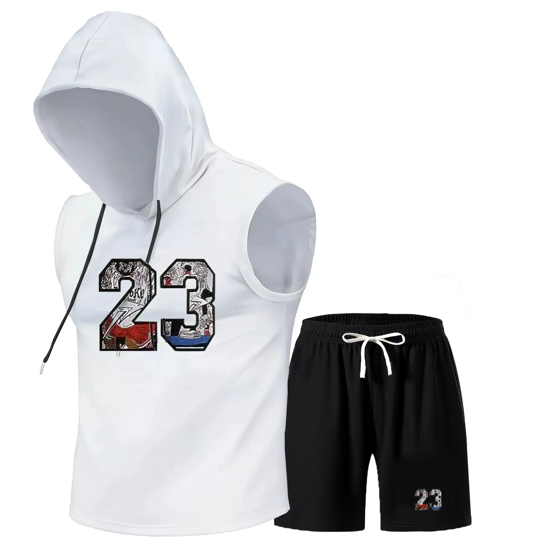 Men'S Fashion V Neck T Shirts - Брендовый летний мужской комплект из двух