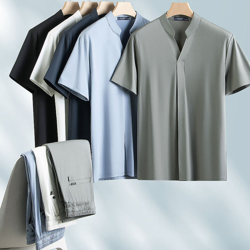 Летний модный комплект из двух – обзор и цена Men'S Fashion V Neck T Shirts