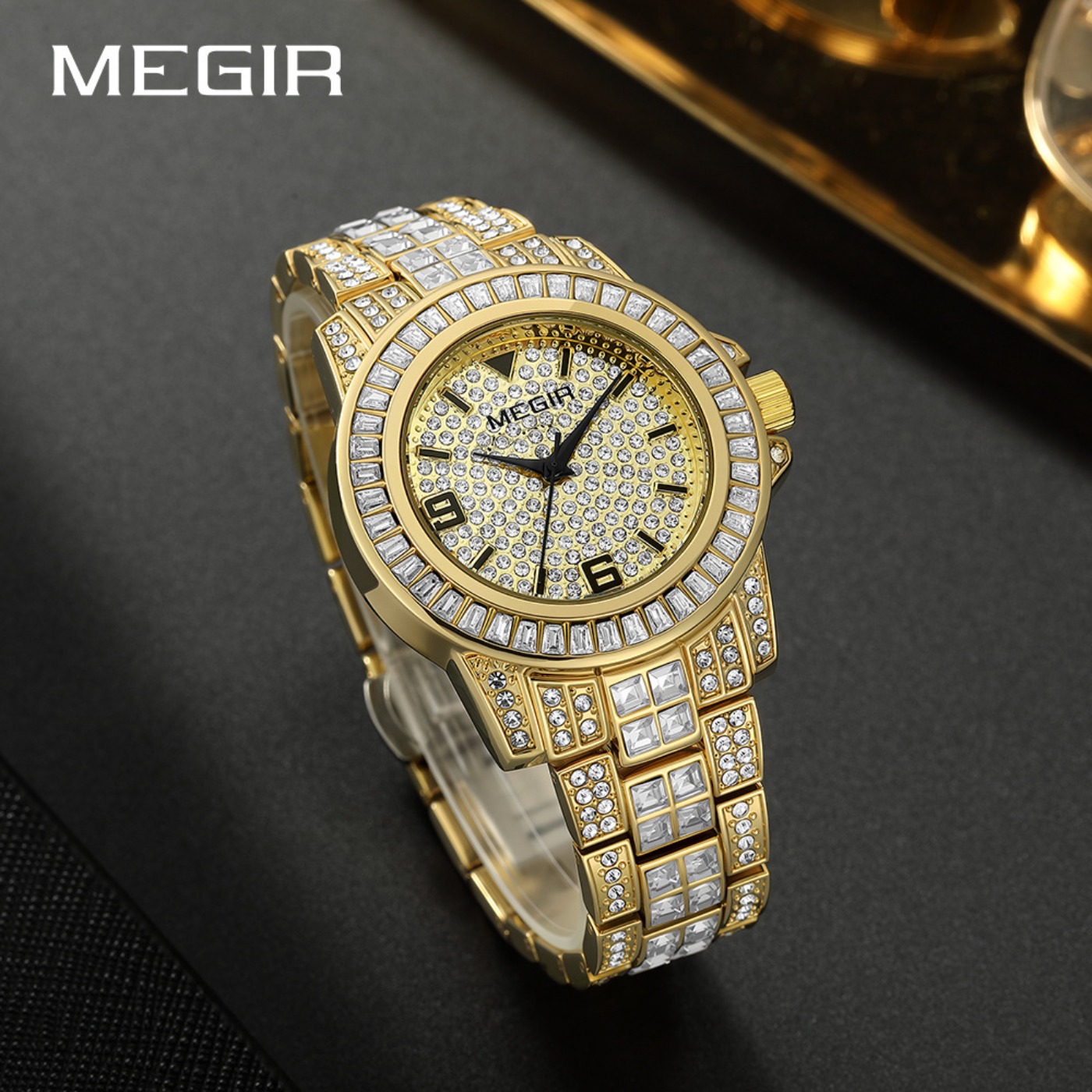 Роскошные часы MEGIR с бриллиа – обзор и цена Mens Fashion Bracelet