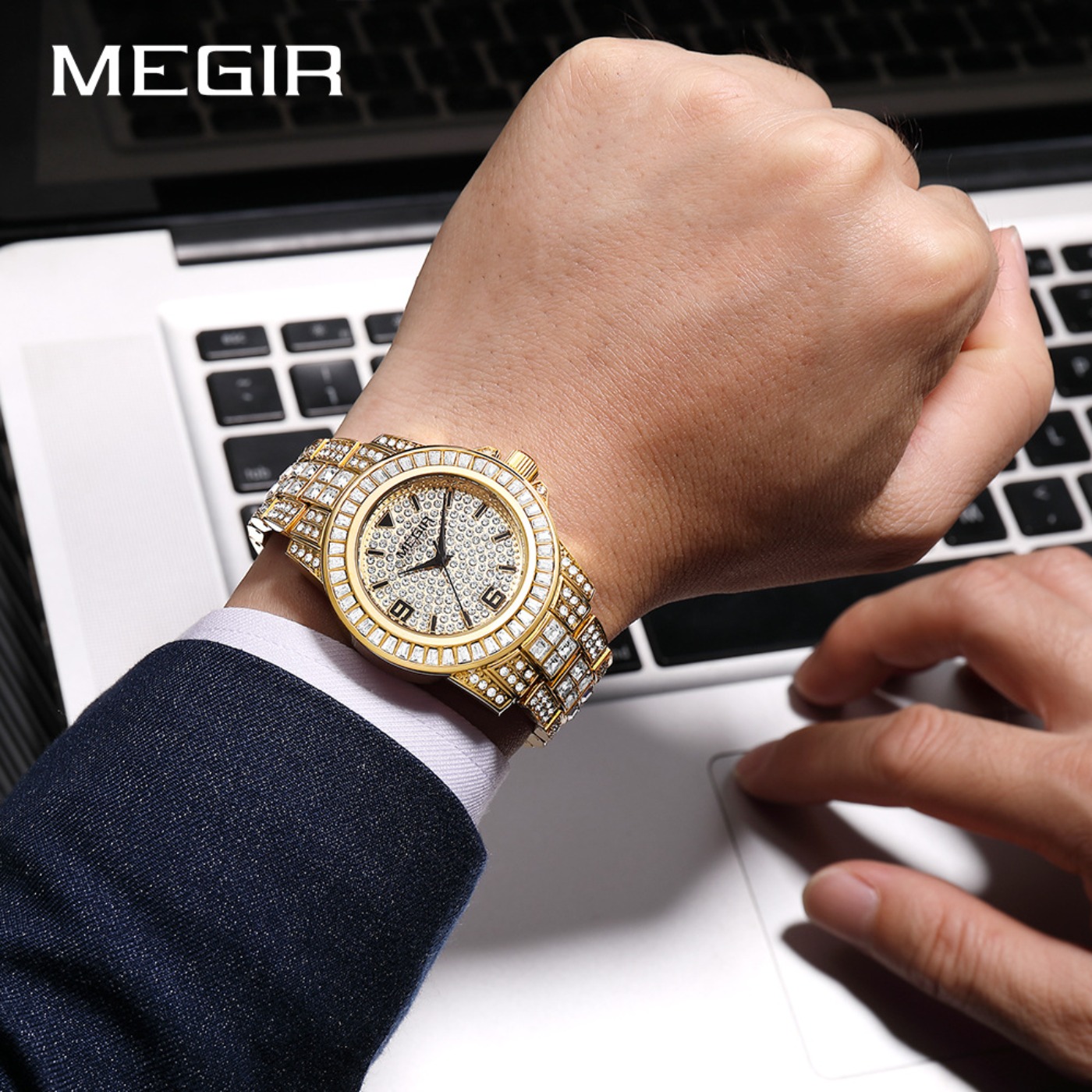 Роскошные часы MEGIR с бриллиа – обзор и цена Mens Fashion Bracelet