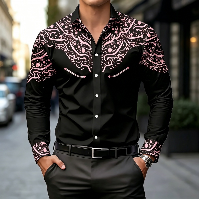 Черно-белая рубашка с контраст – обзор и цена Mens Fashion Casual